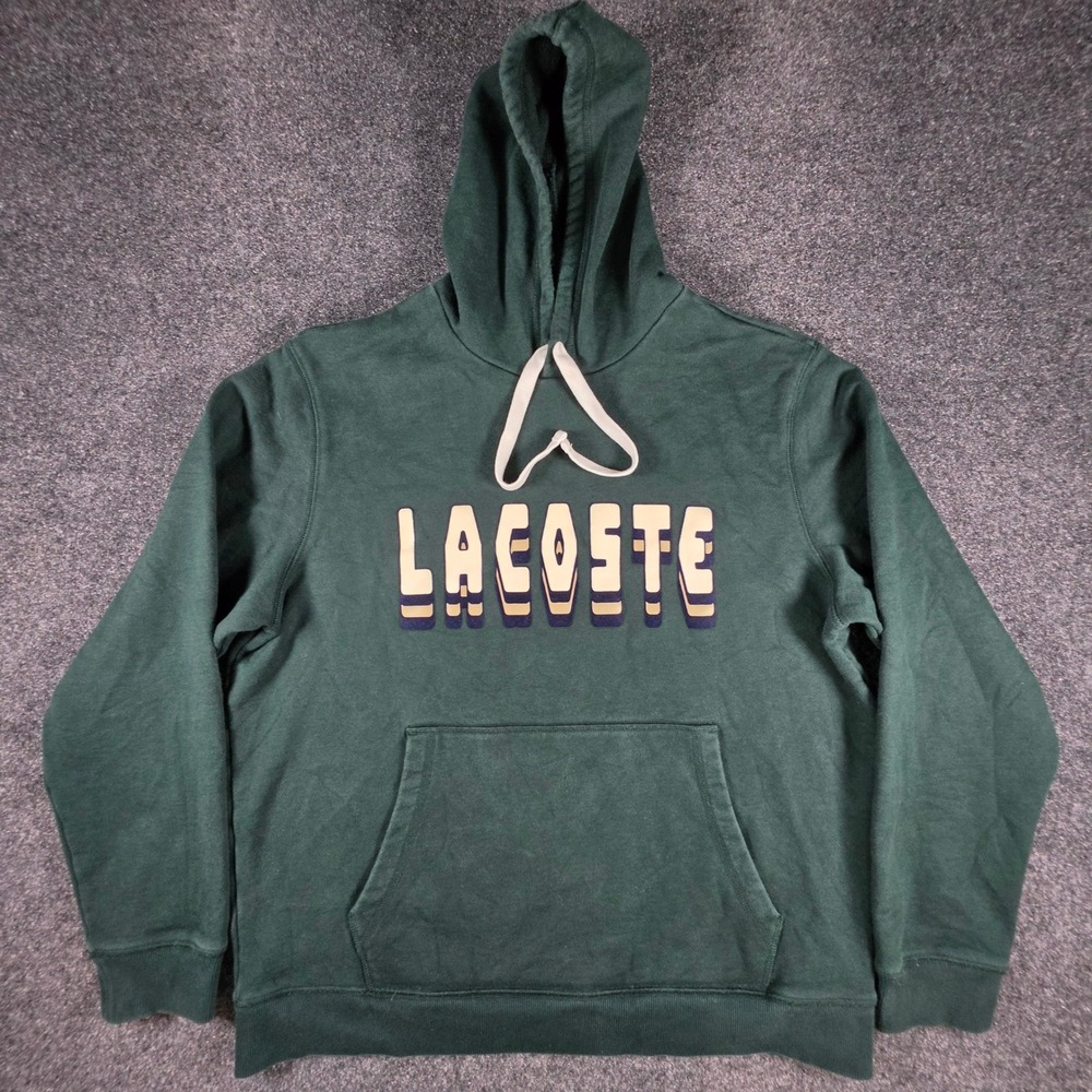 Lacoste Hoodie Mens XL Green Graphic Logo Long Sleeve Sweatshirt SH8622